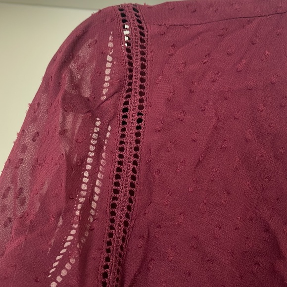 MISA Los Angeles Alin Mini Dress Size M Burgundy Swiss Dot Long Sleeves. - Picture 6 of 16